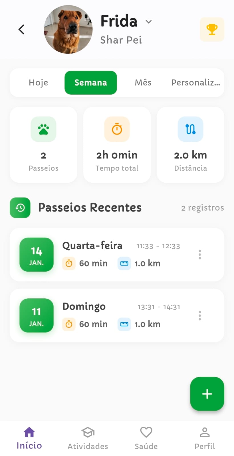Histórico de passeio