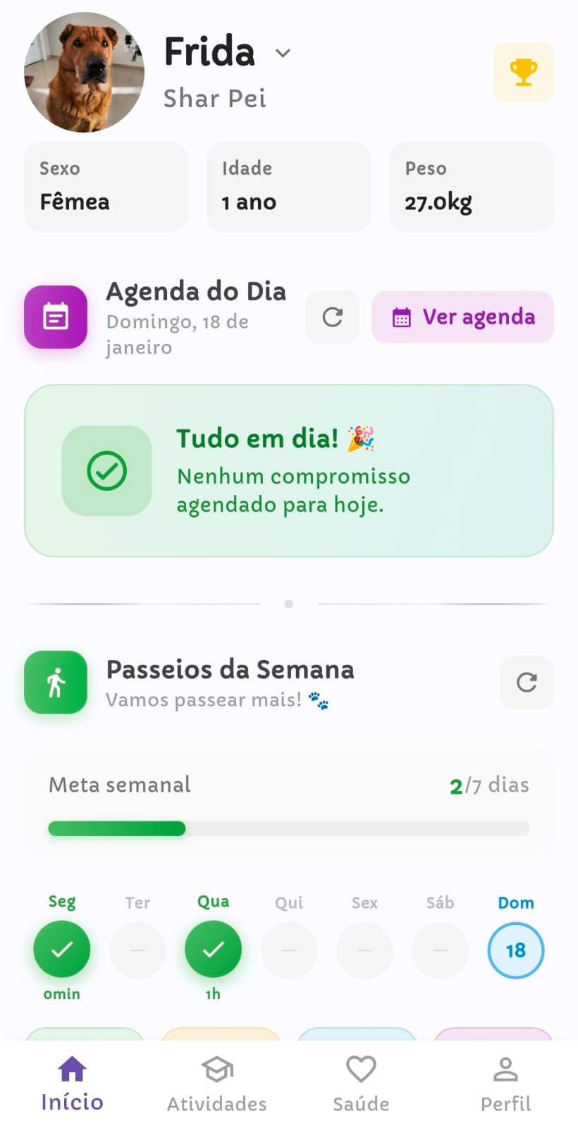 Tela de passeios